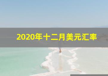 2020年十二月美元汇率