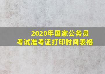 2020年国家公务员考试准考证打印时间表格