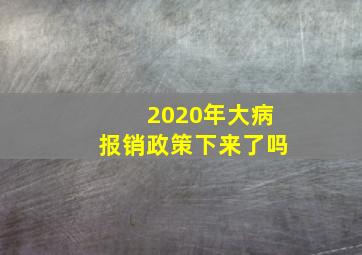 2020年大病报销政策下来了吗