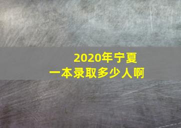 2020年宁夏一本录取多少人啊