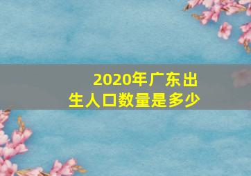 2020年广东出生人口数量是多少