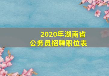 2020年湖南省公务员招聘职位表