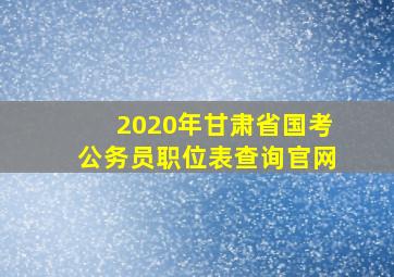 2020年甘肃省国考公务员职位表查询官网