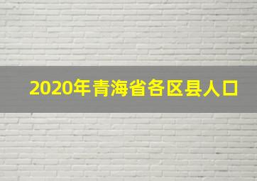 2020年青海省各区县人口