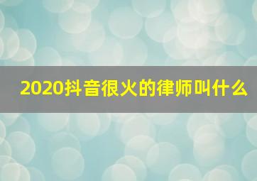 2020抖音很火的律师叫什么