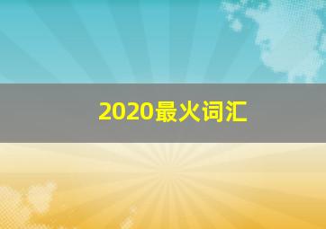 2020最火词汇