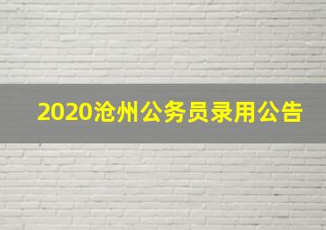 2020沧州公务员录用公告