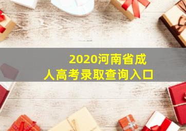 2020河南省成人高考录取查询入口