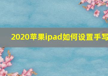 2020苹果ipad如何设置手写