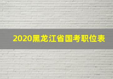 2020黑龙江省国考职位表