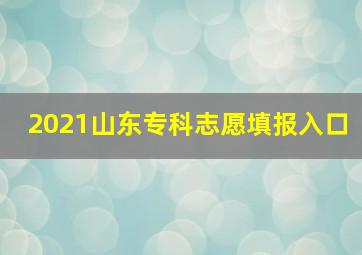 2021山东专科志愿填报入口