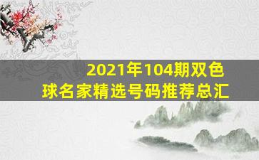 2021年104期双色球名家精选号码推荐总汇