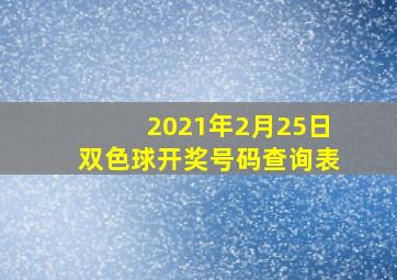 2021年2月25日双色球开奖号码查询表