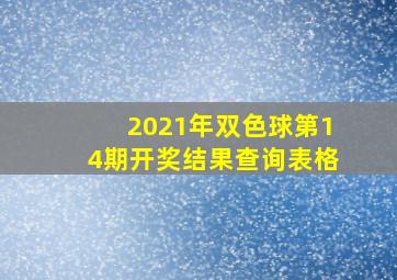 2021年双色球第14期开奖结果查询表格