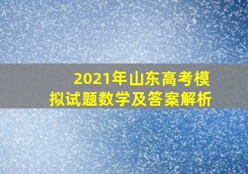 2021年山东高考模拟试题数学及答案解析