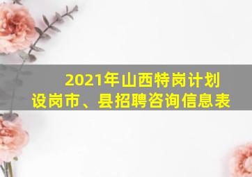 2021年山西特岗计划设岗市、县招聘咨询信息表