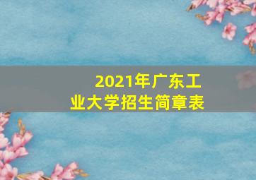 2021年广东工业大学招生简章表