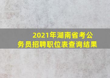 2021年湖南省考公务员招聘职位表查询结果