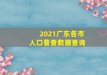 2021广东各市人口普查数据查询