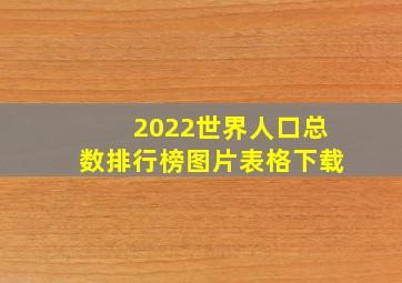 2022世界人口总数排行榜图片表格下载