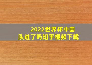 2022世界杯中国队进了吗知乎视频下载