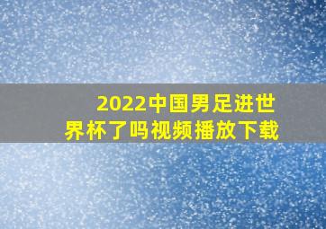 2022中国男足进世界杯了吗视频播放下载