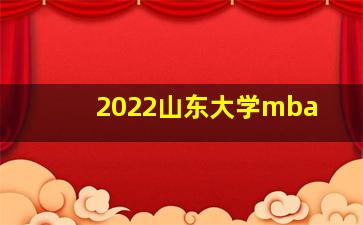 2022山东大学mba