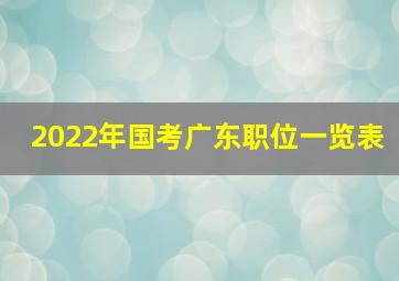 2022年国考广东职位一览表