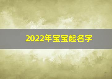 2022年宝宝起名字