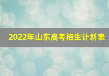 2022年山东高考招生计划表