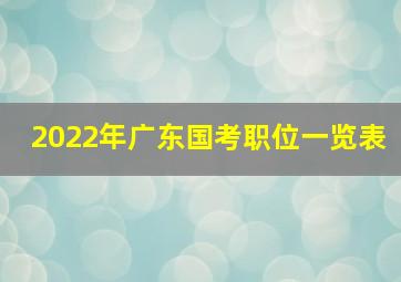 2022年广东国考职位一览表