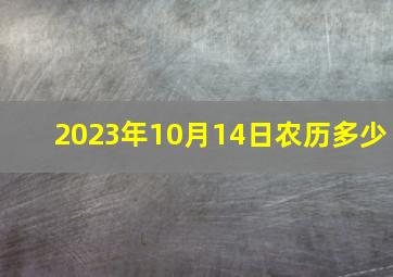 2023年10月14日农历多少