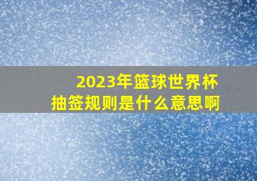 2023年篮球世界杯抽签规则是什么意思啊