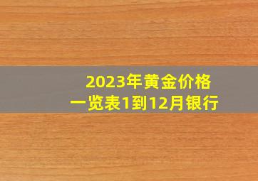 2023年黄金价格一览表1到12月银行