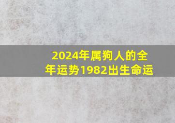 2024年属狗人的全年运势1982出生命运