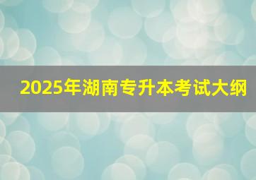 2025年湖南专升本考试大纲