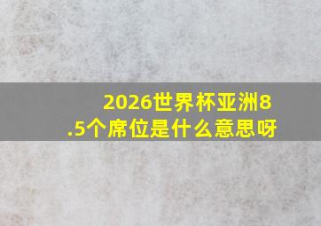 2026世界杯亚洲8.5个席位是什么意思呀