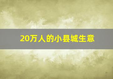 20万人的小县城生意