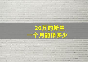 20万的粉丝一个月能挣多少