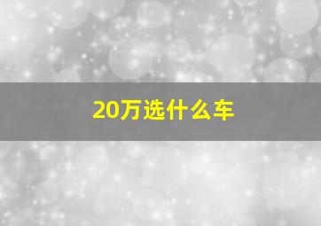 20万选什么车