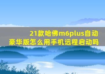 21款哈佛m6plus自动豪华版怎么用手机远程启动吗