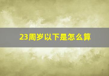 23周岁以下是怎么算