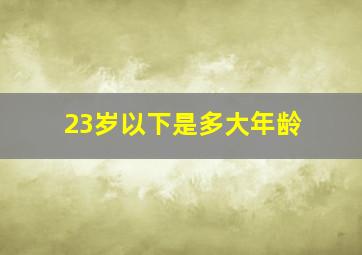 23岁以下是多大年龄