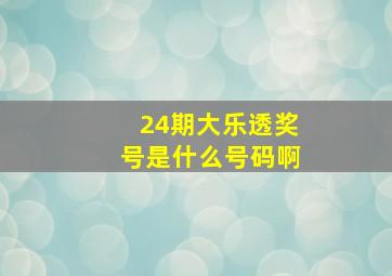 24期大乐透奖号是什么号码啊