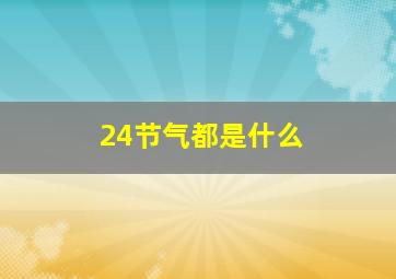 24节气都是什么