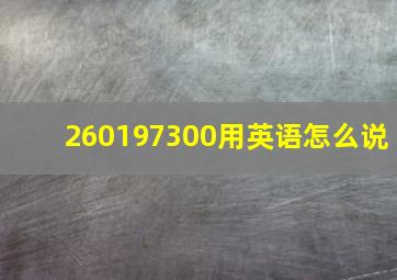 260197300用英语怎么说