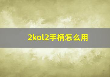 2kol2手柄怎么用