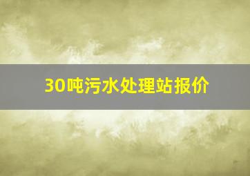 30吨污水处理站报价