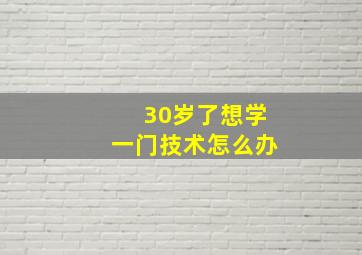 30岁了想学一门技术怎么办