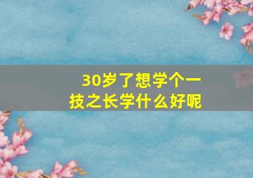 30岁了想学个一技之长学什么好呢